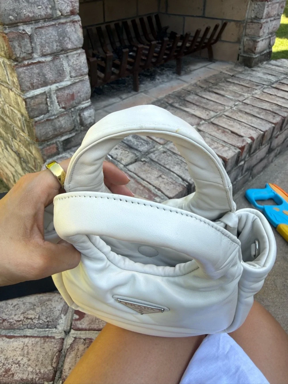 Prada Cream Mini Soft Padded Tote - Picture 9 of 11